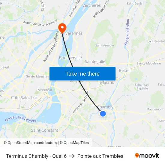 Terminus Chambly - Quai 6 to Pointe aux Trembles map