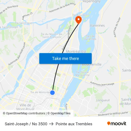 Saint-Joseph / No 3500 to Pointe aux Trembles map