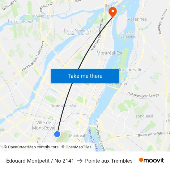 Édouard-Montpetit / No 2141 to Pointe aux Trembles map
