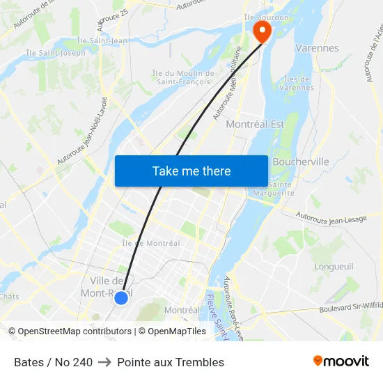 Bates / No 240 to Pointe aux Trembles map