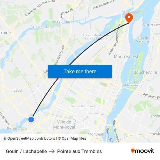 Gouin / Lachapelle to Pointe aux Trembles map