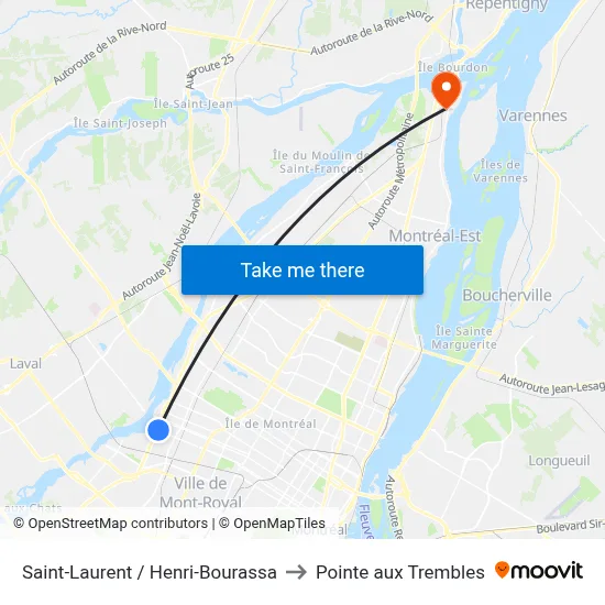 Saint-Laurent / Henri-Bourassa to Pointe aux Trembles map