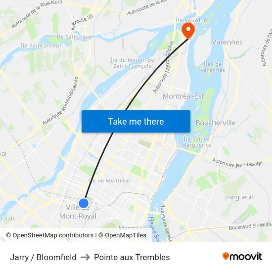 Jarry / Bloomfield to Pointe aux Trembles map