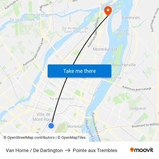 Van Horne / De Darlington to Pointe aux Trembles map