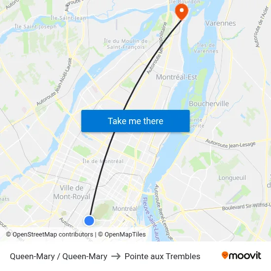 Queen-Mary / Queen-Mary to Pointe aux Trembles map
