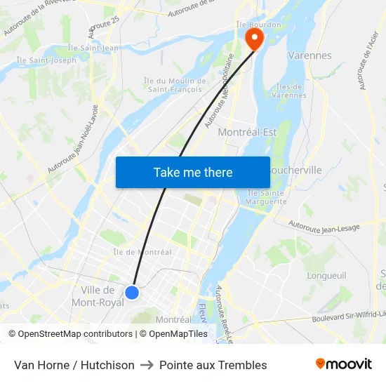 Van Horne / Hutchison to Pointe aux Trembles map