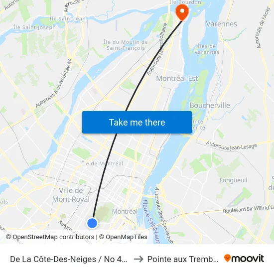 De La Côte-Des-Neiges / No 4858 to Pointe aux Trembles map