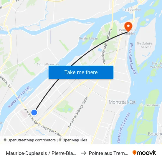 Maurice-Duplessis / Pierre-Blanchet to Pointe aux Trembles map