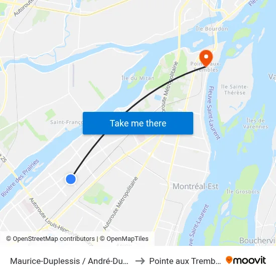 Maurice-Duplessis / André-Dumas to Pointe aux Trembles map