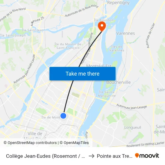 Collège Jean-Eudes (Rosemont / 14e Avenue) to Pointe aux Trembles map