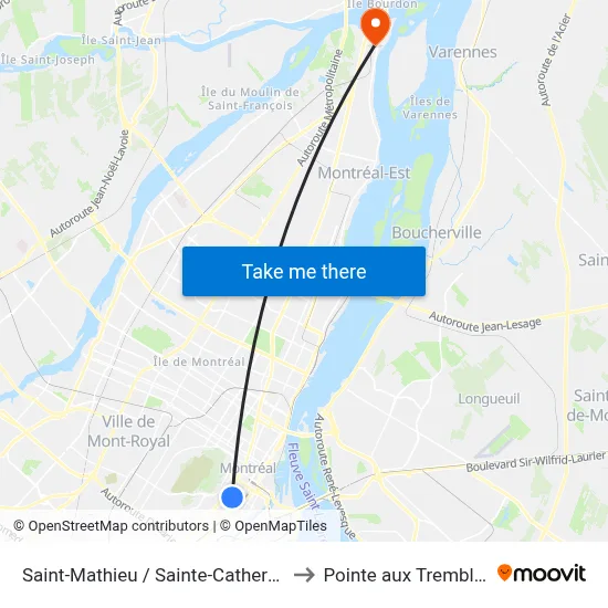 Saint-Mathieu / Sainte-Catherine to Pointe aux Trembles map