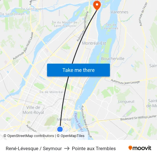 René-Lévesque / Seymour to Pointe aux Trembles map