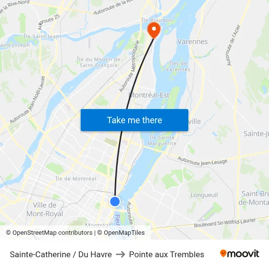 Sainte-Catherine / Du Havre to Pointe aux Trembles map