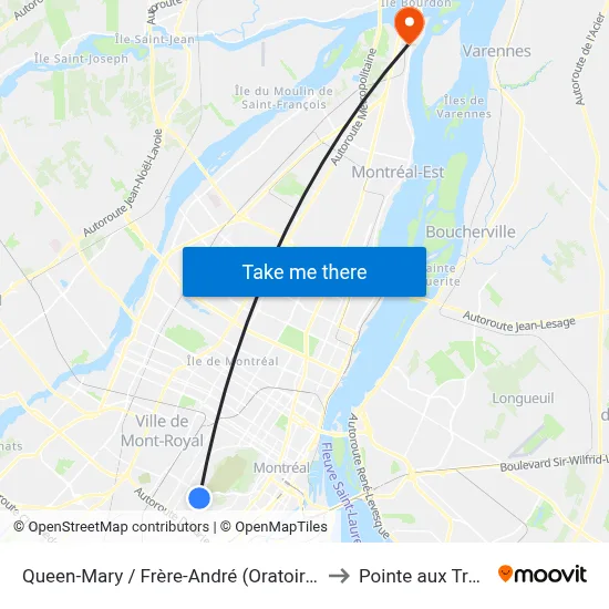 Queen-Mary / Frère-André (Oratoire St-Joseph) to Pointe aux Trembles map