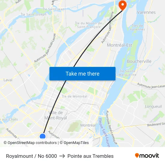 Royalmount / No 6000 to Pointe aux Trembles map