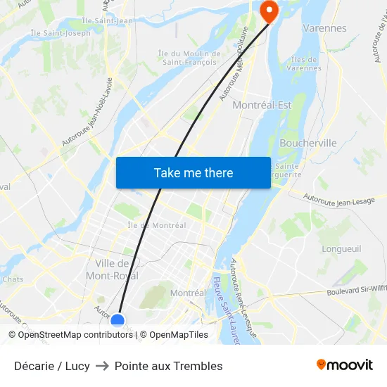 Décarie / Lucy to Pointe aux Trembles map