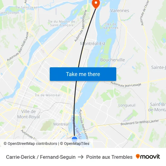 Carrie-Derick / Fernand-Seguin to Pointe aux Trembles map