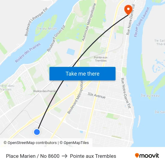 Place Marien / No 8600 to Pointe aux Trembles map