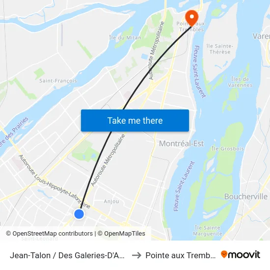Jean-Talon / Des Galeries-D'Anjou to Pointe aux Trembles map