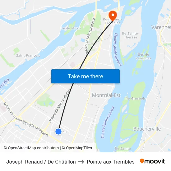 Joseph-Renaud / De Châtillon to Pointe aux Trembles map