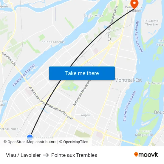 Viau / Lavoisier to Pointe aux Trembles map