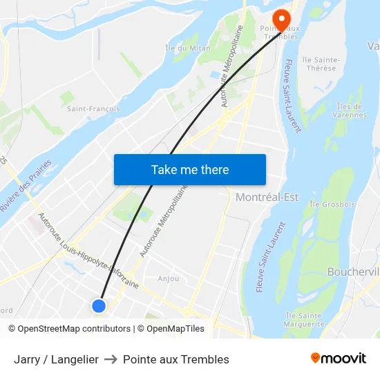 Jarry / Langelier to Pointe aux Trembles map