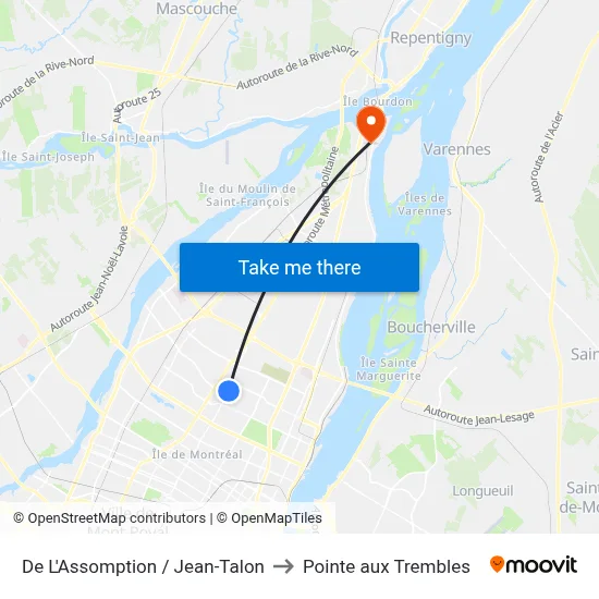 De L'Assomption / Jean-Talon to Pointe aux Trembles map