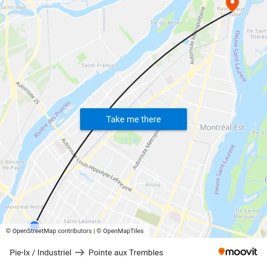 Pie-Ix / Industriel to Pointe aux Trembles map