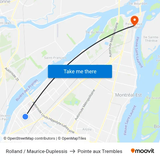 Rolland / Maurice-Duplessis to Pointe aux Trembles map