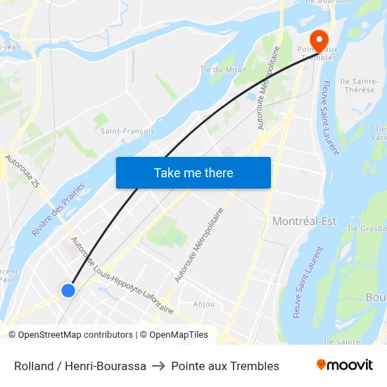 Rolland / Henri-Bourassa to Pointe aux Trembles map