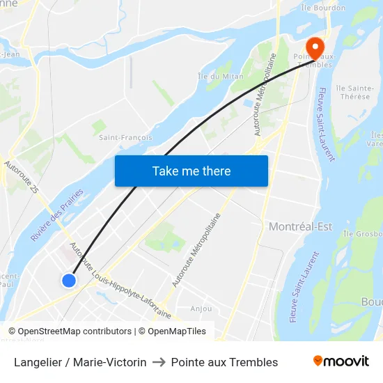 Langelier / Marie-Victorin to Pointe aux Trembles map