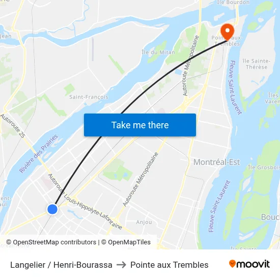 Langelier / Henri-Bourassa to Pointe aux Trembles map