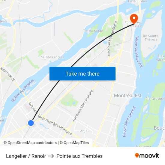 Langelier / Renoir to Pointe aux Trembles map