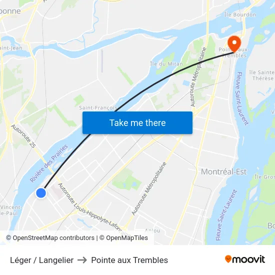 Léger / Langelier to Pointe aux Trembles map