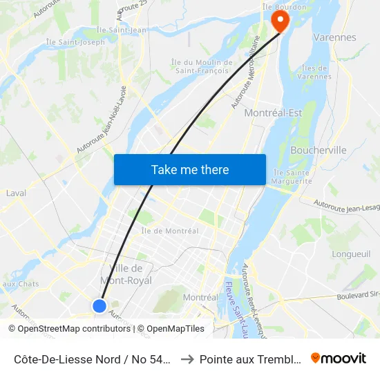 Côte-De-Liesse Nord / No 5415 to Pointe aux Trembles map