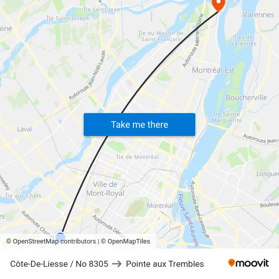 Côte-De-Liesse / No 8305 to Pointe aux Trembles map