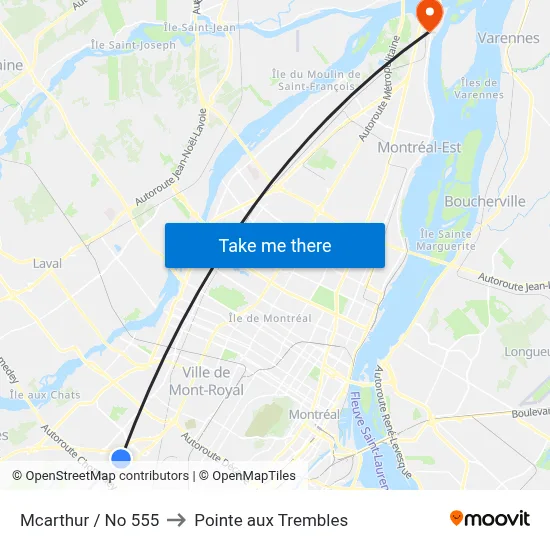 Mcarthur / No 555 to Pointe aux Trembles map