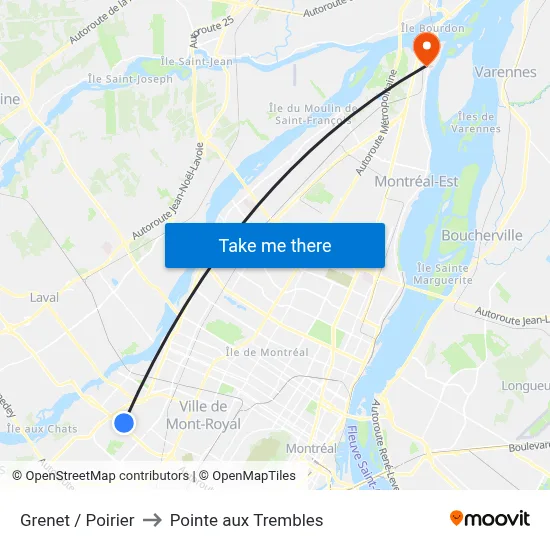 Grenet / Poirier to Pointe aux Trembles map