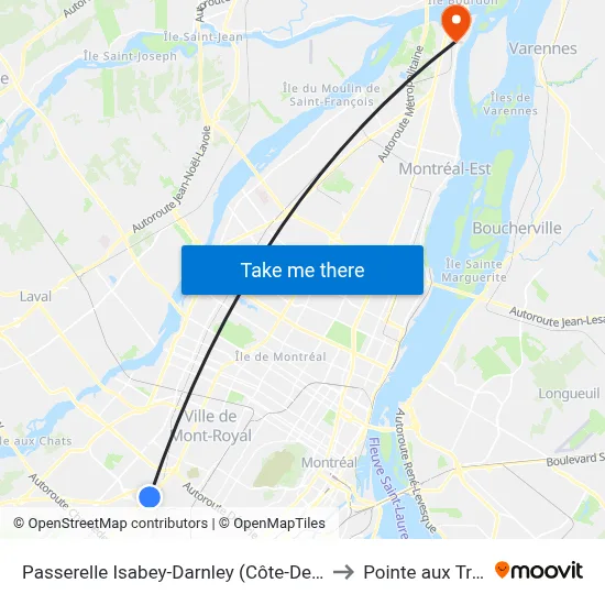 Passerelle Isabey-Darnley (Côte-De-Liesse/Isabey) to Pointe aux Trembles map