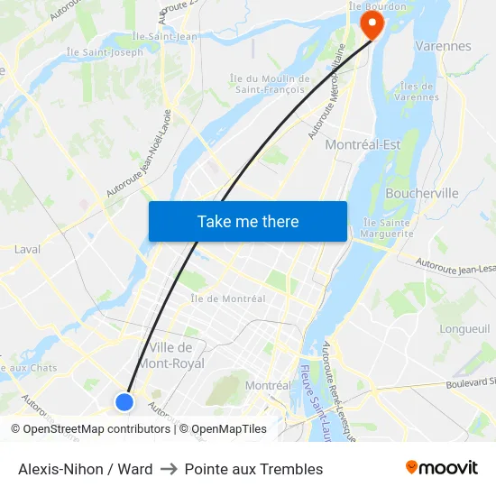 Alexis-Nihon / Ward to Pointe aux Trembles map