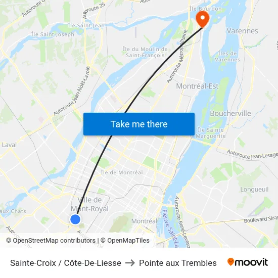 Sainte-Croix / Côte-De-Liesse to Pointe aux Trembles map