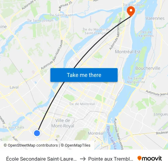 École Secondaire Saint-Laurent to Pointe aux Trembles map