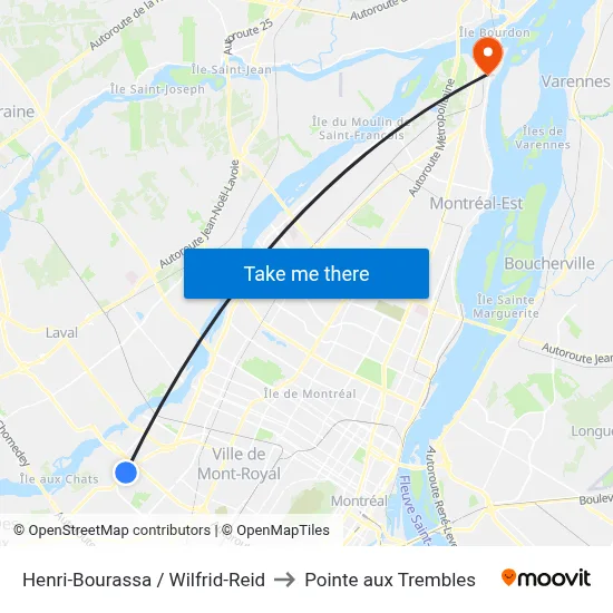 Henri-Bourassa / Wilfrid-Reid to Pointe aux Trembles map