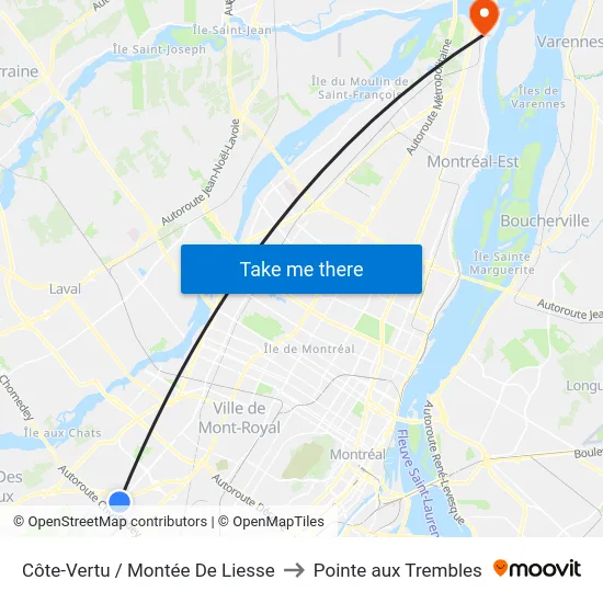 Côte-Vertu / Montée De Liesse to Pointe aux Trembles map