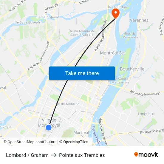 Lombard / Graham to Pointe aux Trembles map