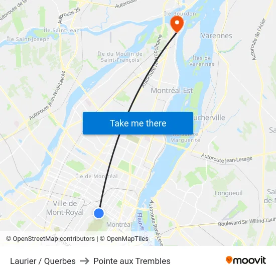 Laurier / Querbes to Pointe aux Trembles map