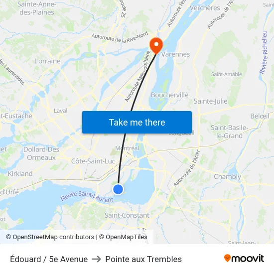 Édouard / 5e Avenue to Pointe aux Trembles map