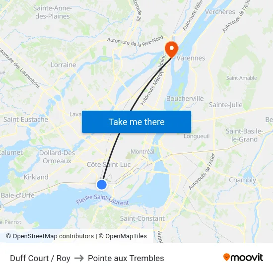 Duff Court / Roy to Pointe aux Trembles map