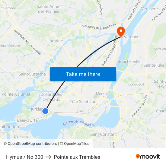 Hymus / No 300 to Pointe aux Trembles map