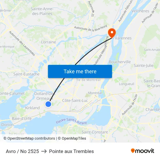 Avro / No 2525 to Pointe aux Trembles map